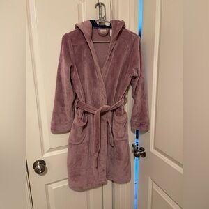 L.L. Bean Soft Plush Hooded Robe in Lavender
